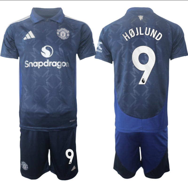 Men 2024-2025 Club Manchester United away blue #9 Soccer Jersey